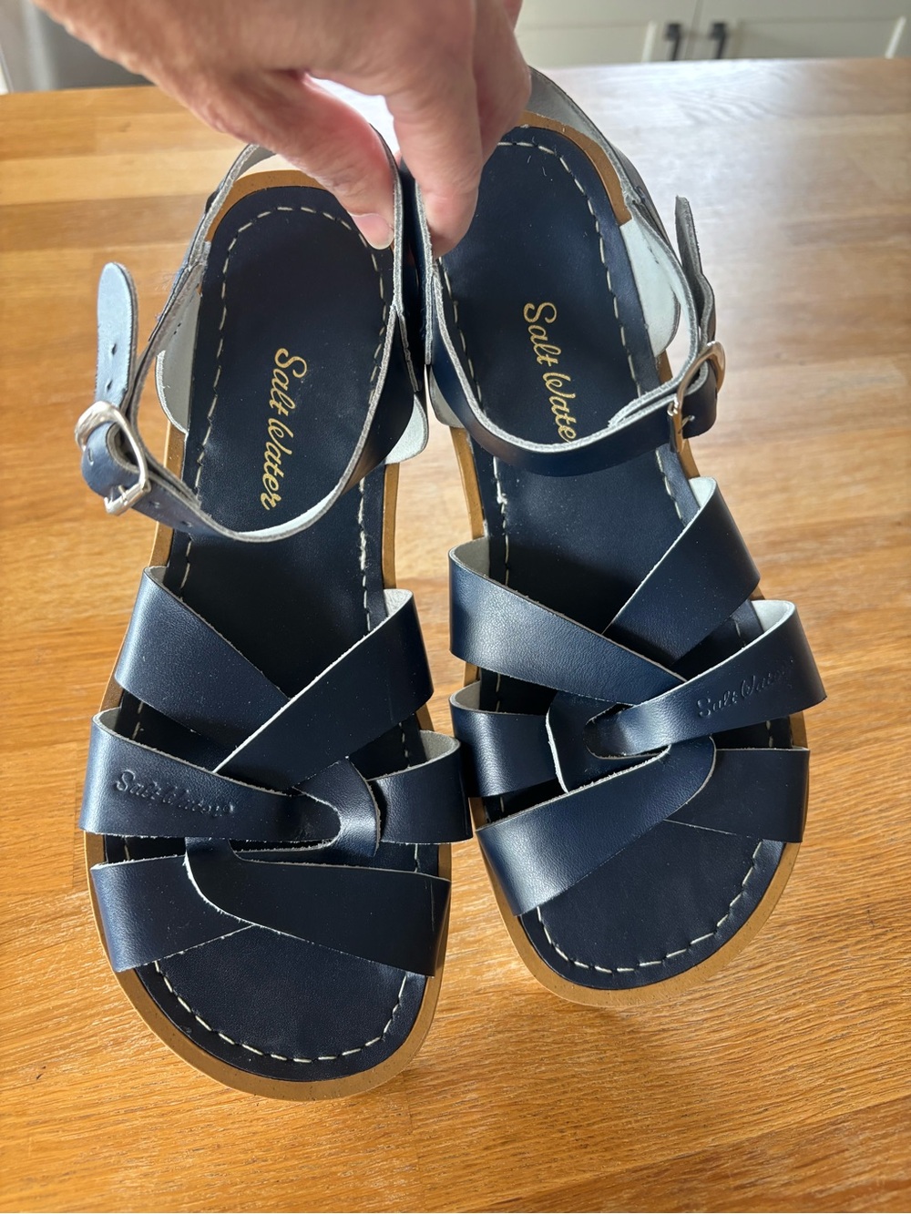 Salt Water Sandals, Navy Leather, 7 - Picture 5 of 9